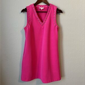 Entro Pink Studded V-neck Dress